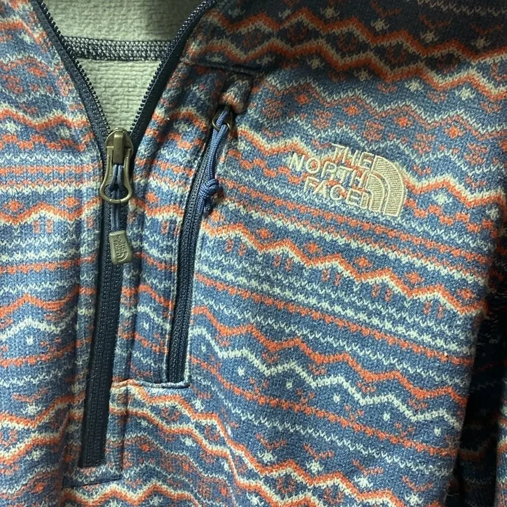 The North Face blue and orange patterned 1/2 full zip pullover size small